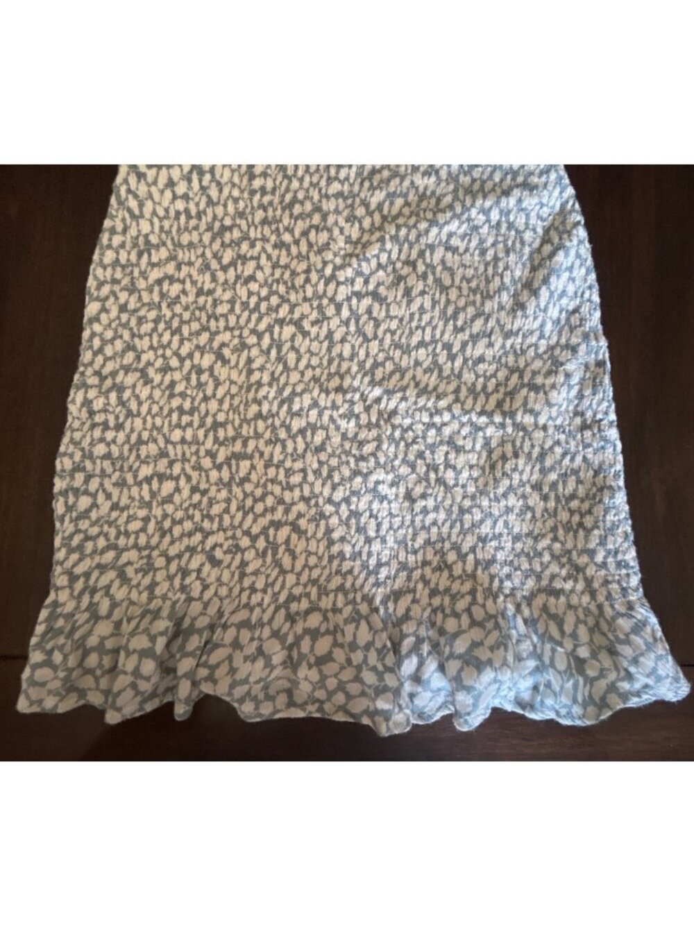 Abercrombie & Fitch XS Smocked Mini Dress White & Blue Adjustable Straps Ruffle - Picture 9 of 11